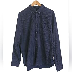 Abercrombie & Fitch Men's Navy Blue White Micro Polka Dot Cotton Shirt, Size XL